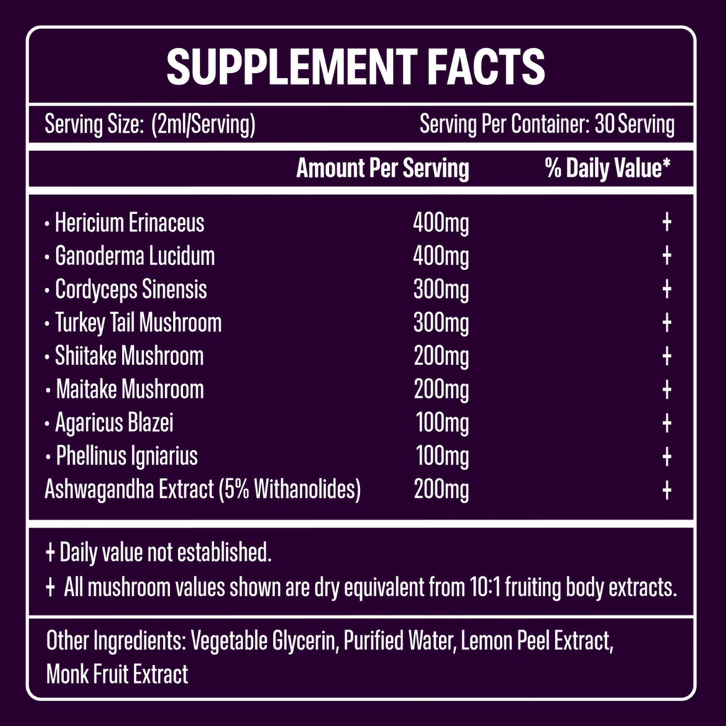 LionZen – 8 Mushroom & Ashwagandha Root 60ml Tincture